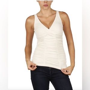 last tango crossover 3 panel ruched tank top in ivory M/L